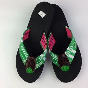 Candi Belts “Spearmint” interwoven ribbon sandals